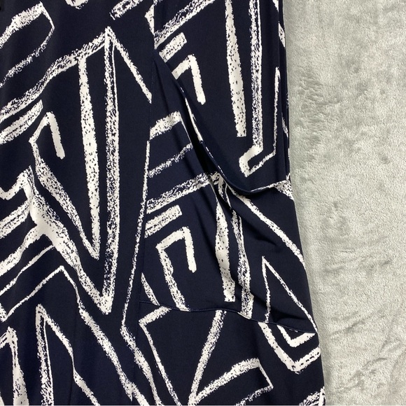 Joseph Ribkoff Printed Geometric Cowl Short Sleeve Dress Size 14 Blue - Picture 3 of 6
